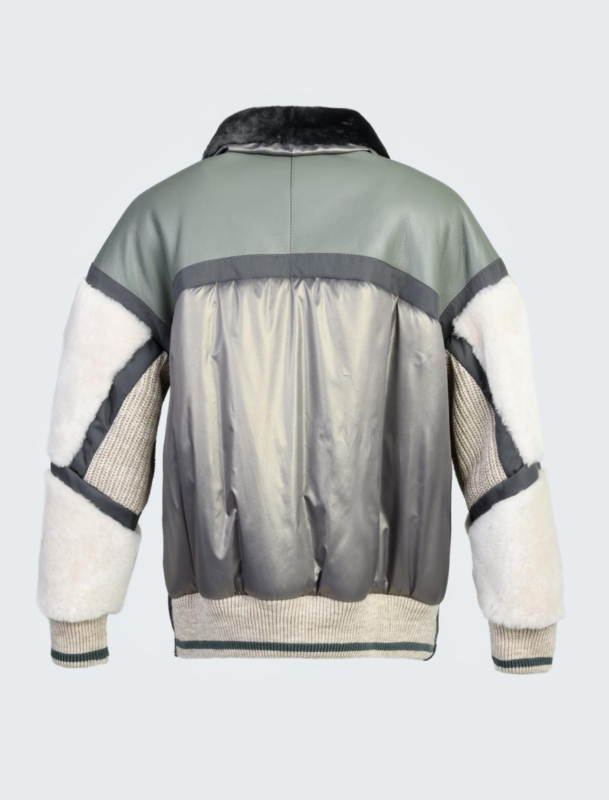 Valmenti . Kadın Yeşil Deri/Kürk Mont