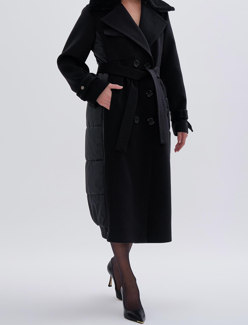 Valmenti Kadın Tekstil Siyah Mont