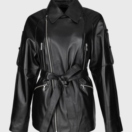 Valmenti Kadın Siyah Hakiki Deri Deri Mont