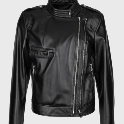 Valmenti Kadın Siyah Hakiki Deri Deri Mont