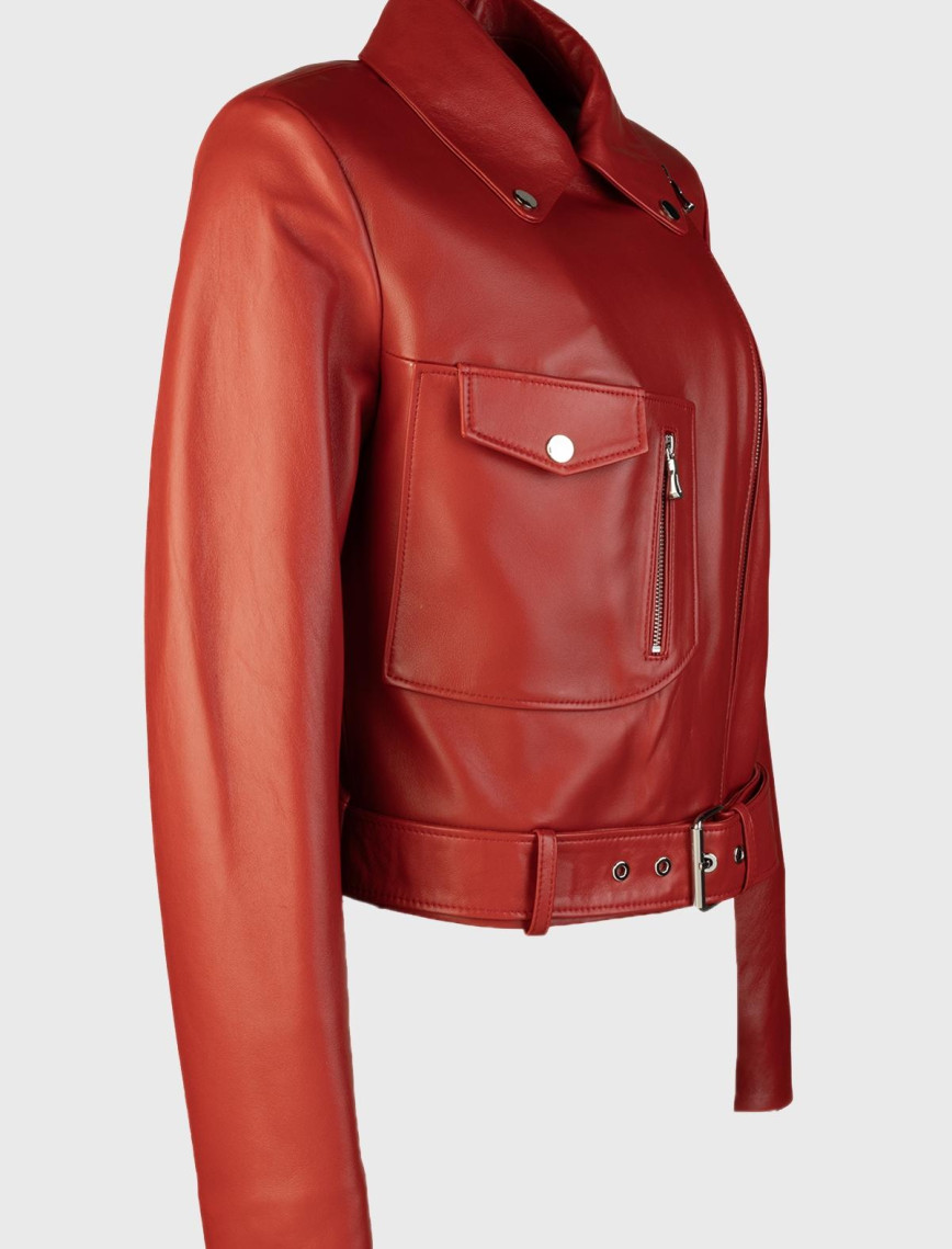 Valmenti Kadın Kırmızı Hakiki Deri Deri Mont Valmenti Kadın Kırmızı Hakiki Deri Deri Mont