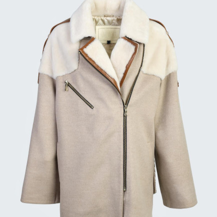 Valmenti Kadın Bej KURK/DERI/KUMAS Mont