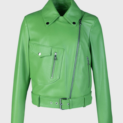 Valmenti Kadın Yeşil Hakiki Deri Deri Mont