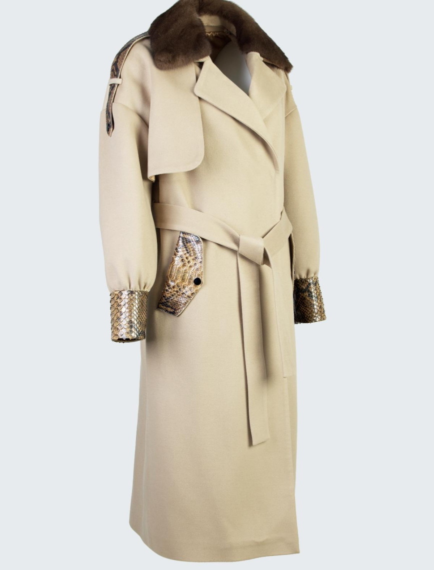 Valmenti Kadın Bej KUMAS/PITON/KURK Manto Valmenti Kadın Bej KUMAS/PITON/KURK Manto