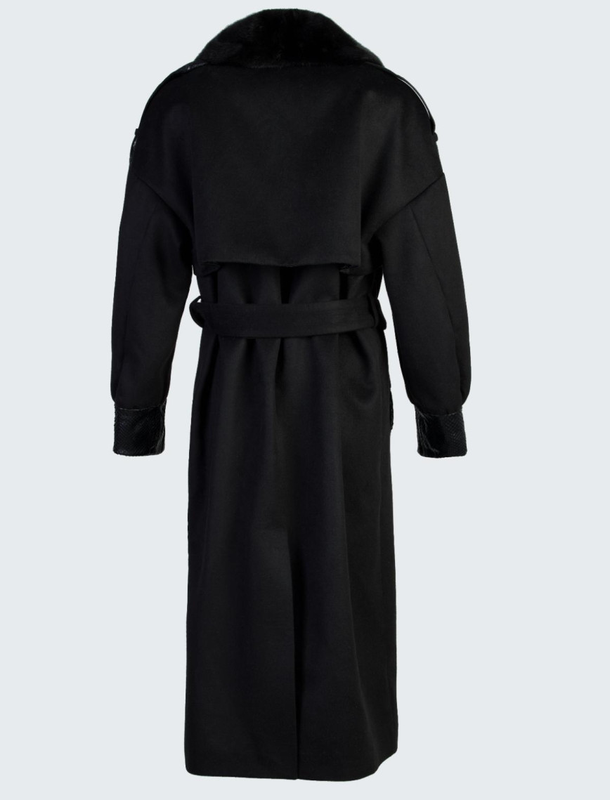 Valmenti Kadın Siyah KUMAS/PITON/KURK Manto Valmenti Kadın Siyah KUMAS/PITON/KURK Manto