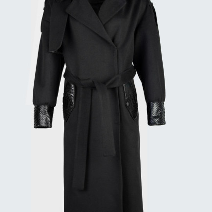 Valmenti Kadın Siyah KUMAS/PITON/KURK Manto Valmenti Kadın Siyah KUMAS/PITON/KURK Manto