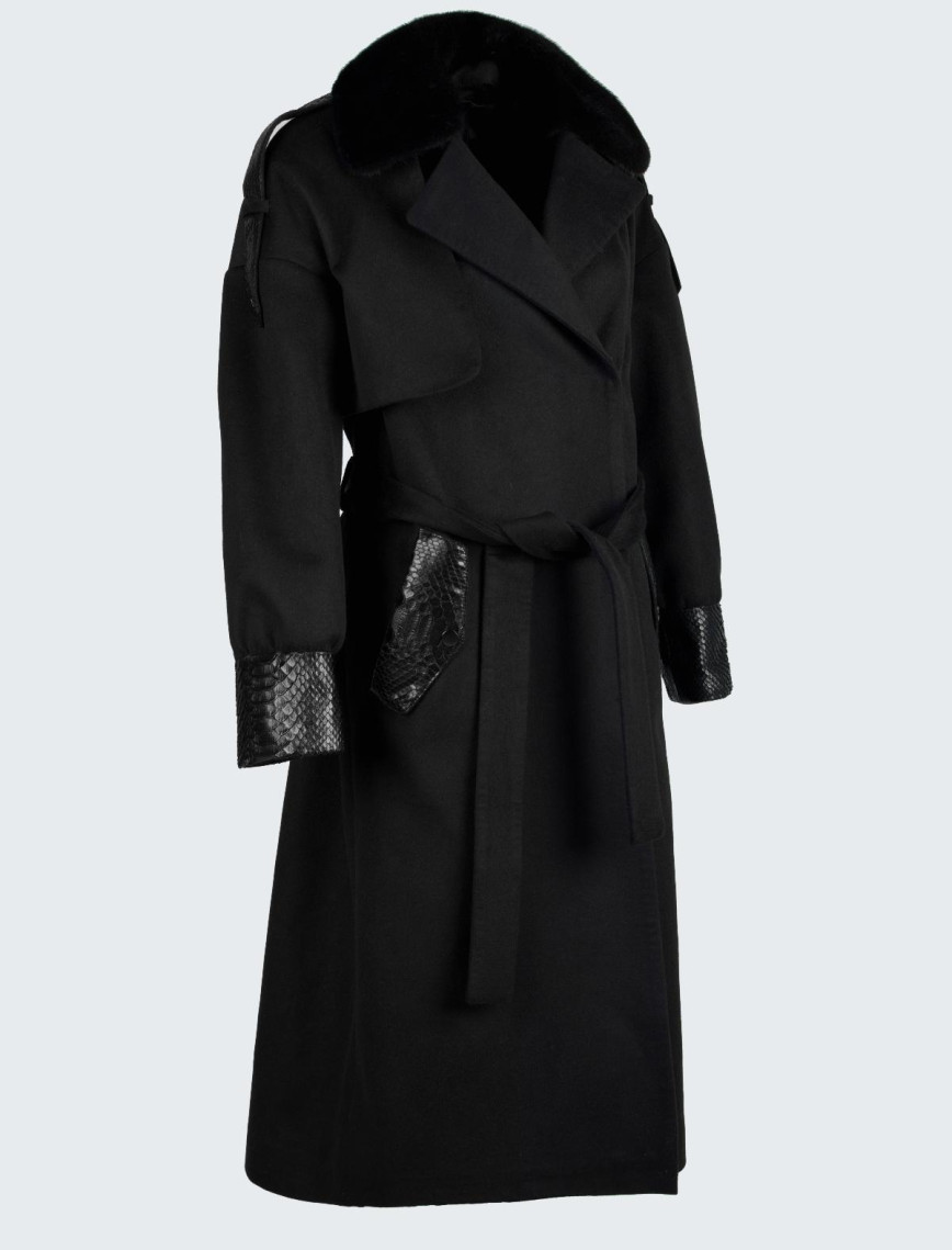 Valmenti Kadın Siyah KUMAS/PITON/KURK Manto Valmenti Kadın Siyah KUMAS/PITON/KURK Manto