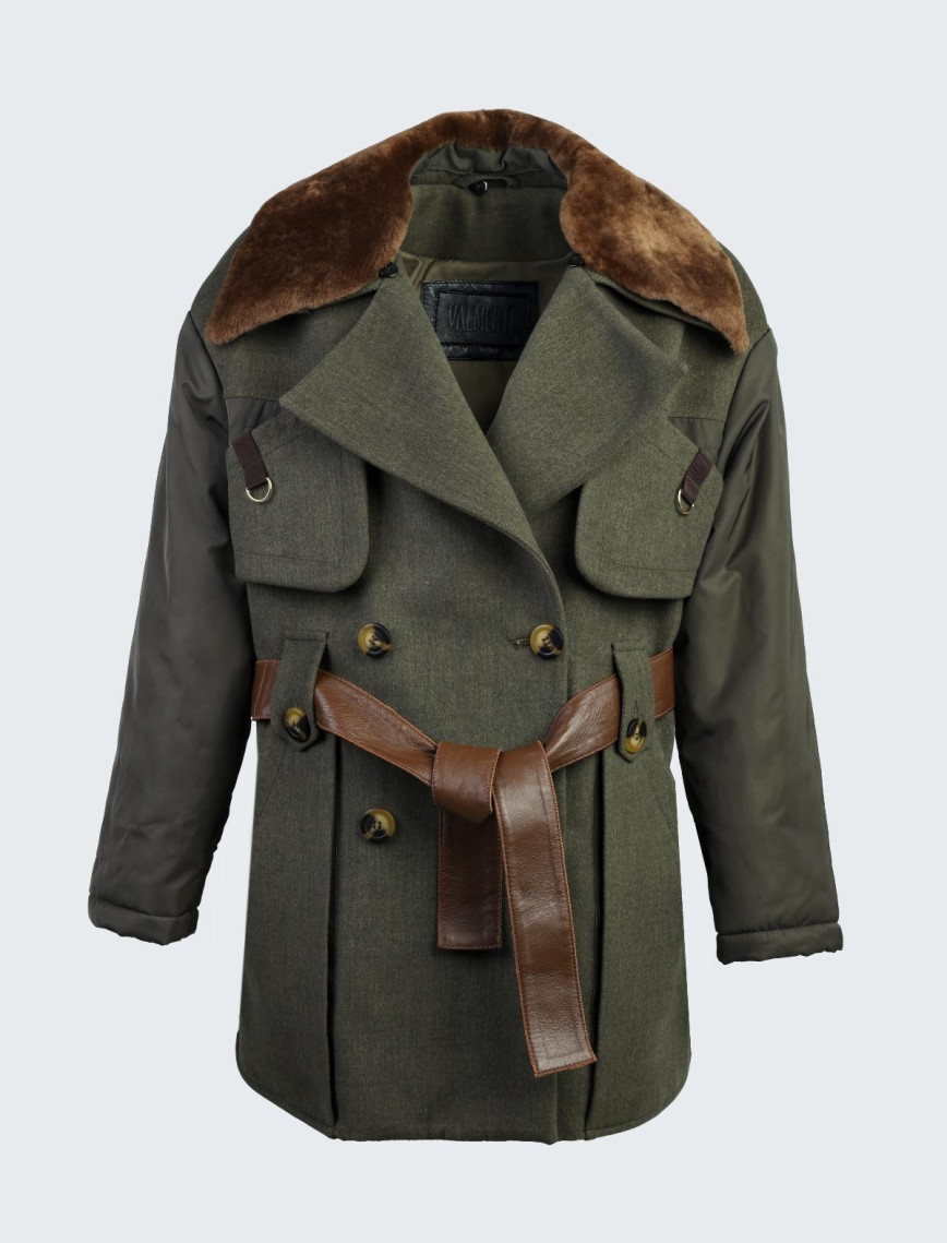 Valmenti Kadın Haki KURK/DERI/KUMAS Mont Valmenti Kadın Haki KURK/DERI/KUMAS Mont