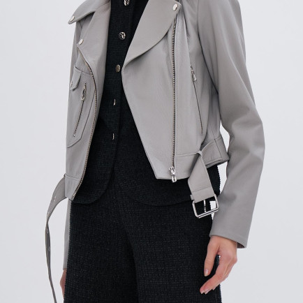 Valmenti Kadın Hakiki Deri Gri Mont