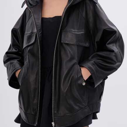 Valmenti Kadın Hakiki Deri Siyah Mont