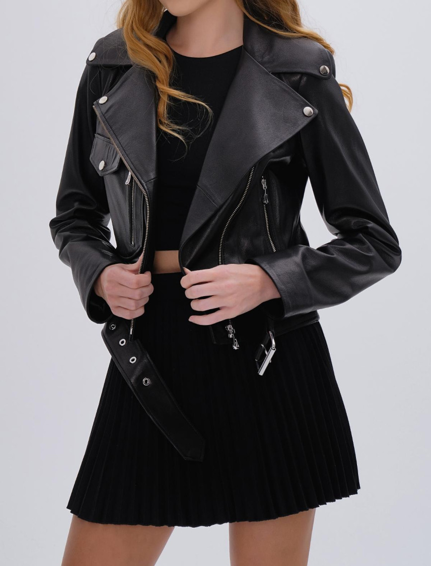 Valmenti Kadın Hakiki Deri Siyah Deri Mont Valmenti Kadın Hakiki Deri Siyah Deri Mont