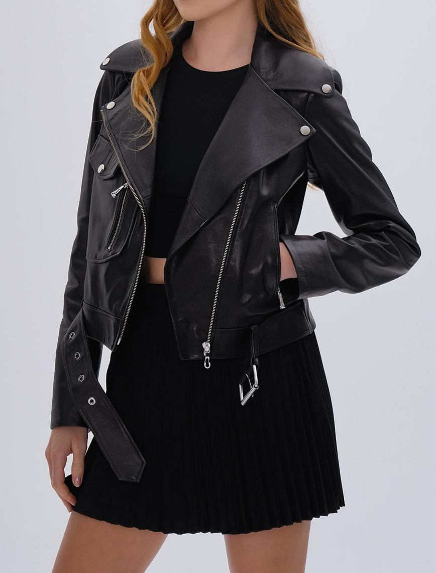 Valmenti Kadın Hakiki Deri Siyah Deri Mont Valmenti Kadın Hakiki Deri Siyah Deri Mont