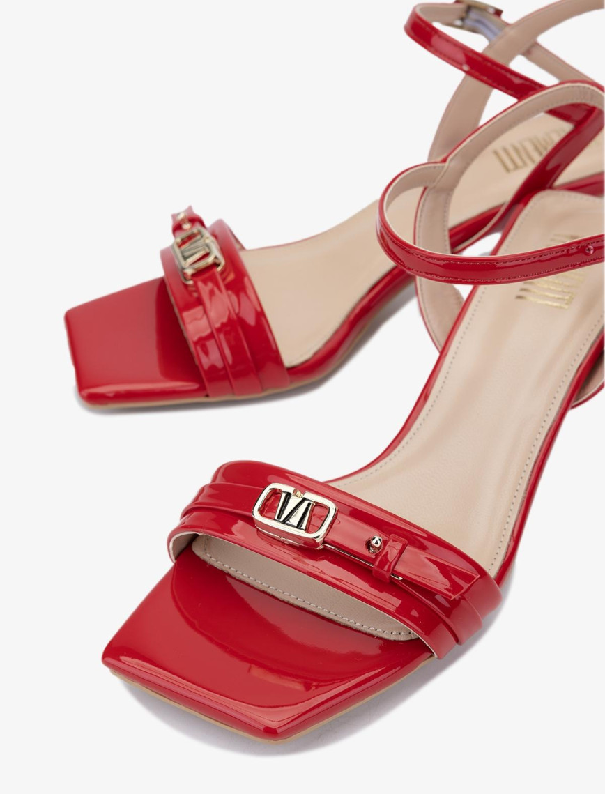 Valmenti Oro Kadın Kırmızı Hakiki Deri Topuklu Sandalet
