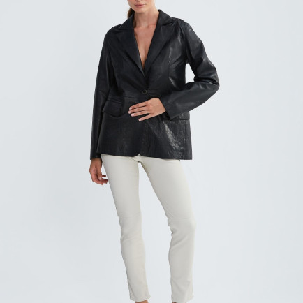 Valmenti Kadın Siyah Hakiki Deri Ceket Valmenti Kadın Siyah Hakiki Deri Ceket