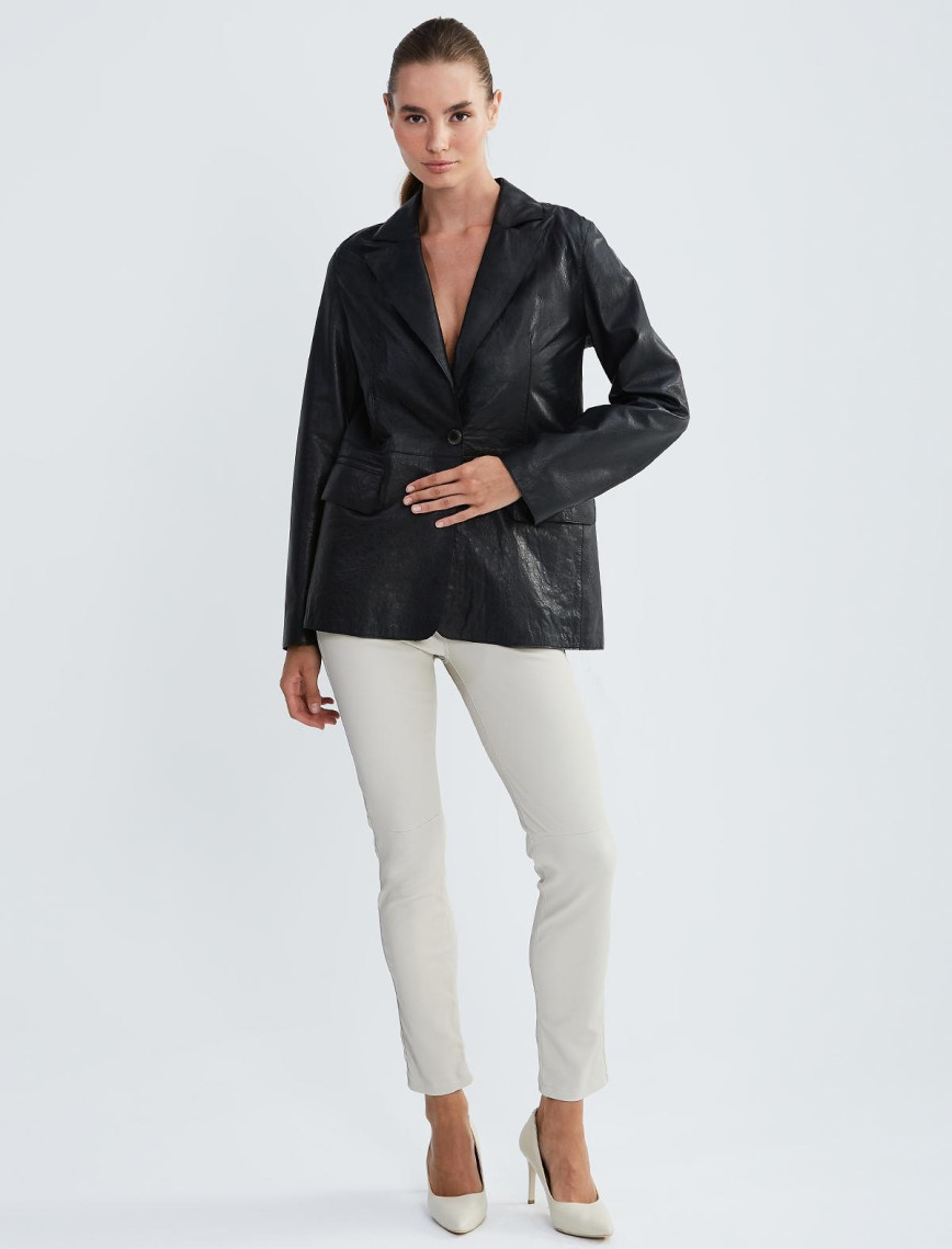 Valmenti Kadın Siyah Hakiki Deri Ceket Valmenti Kadın Siyah Hakiki Deri Ceket