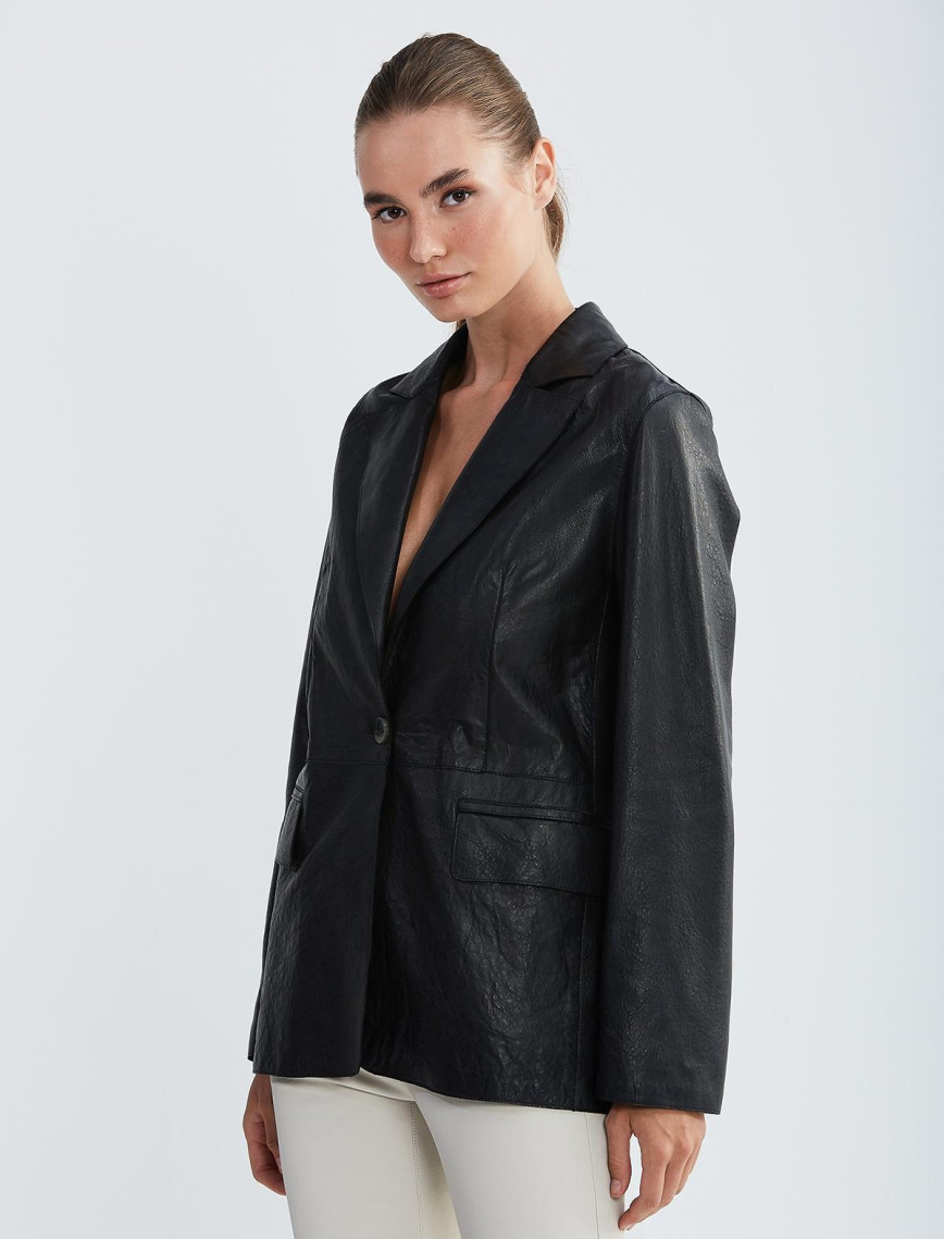 Valmenti Kadın Siyah Hakiki Deri Ceket Valmenti Kadın Siyah Hakiki Deri Ceket