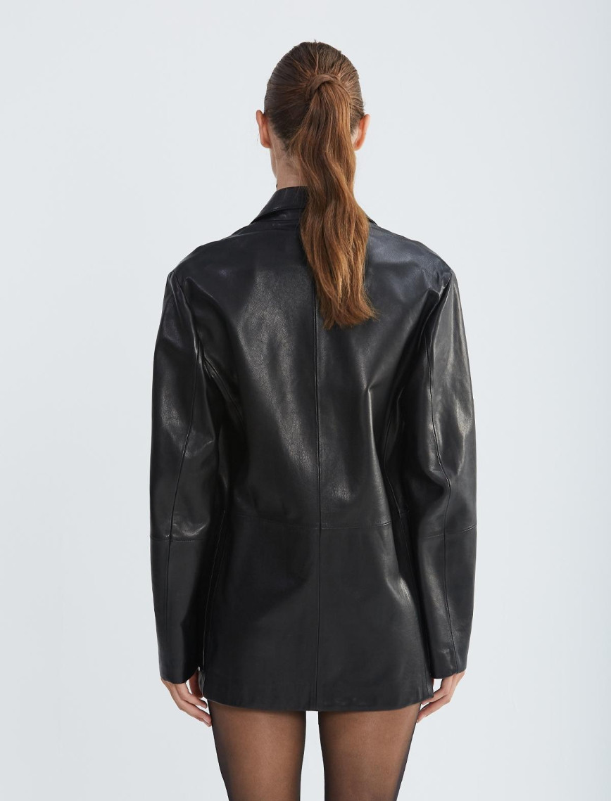 Valmenti Kadın Siyah Hakiki Deri Ceket