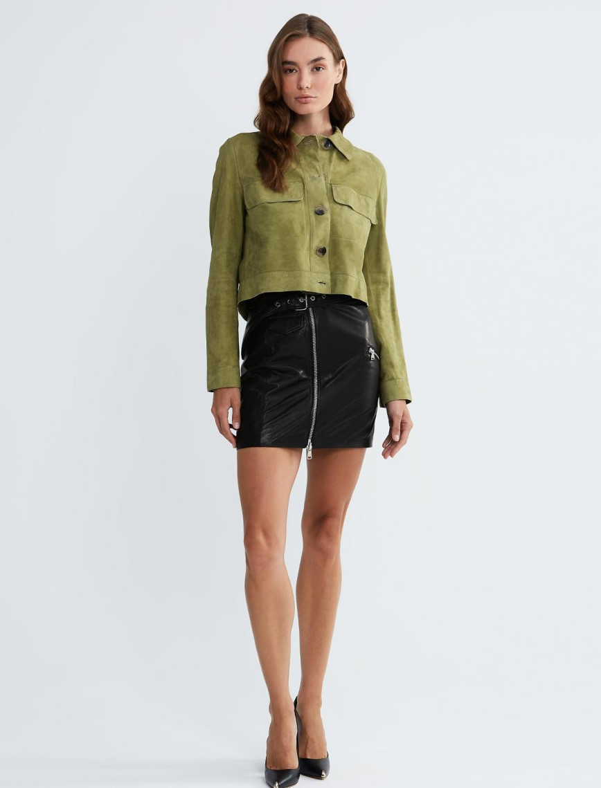 Valmenti Kadın Olive Hakiki Deri Ceket Valmenti Kadın Olive Hakiki Deri Ceket