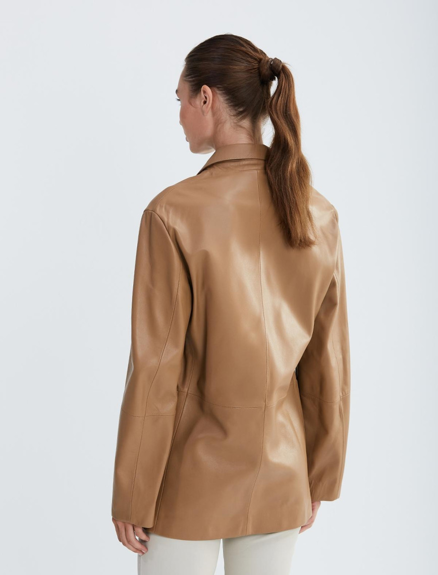 Valmenti Kadın Bej Hakiki Deri Ceket Valmenti Kadın Bej Hakiki Deri Ceket