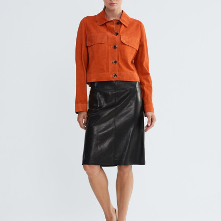 Valmenti Kadın Turuncu Hakiki Deri Ceket