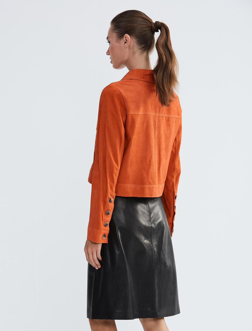 Valmenti Kadın Turuncu Hakiki Deri Ceket