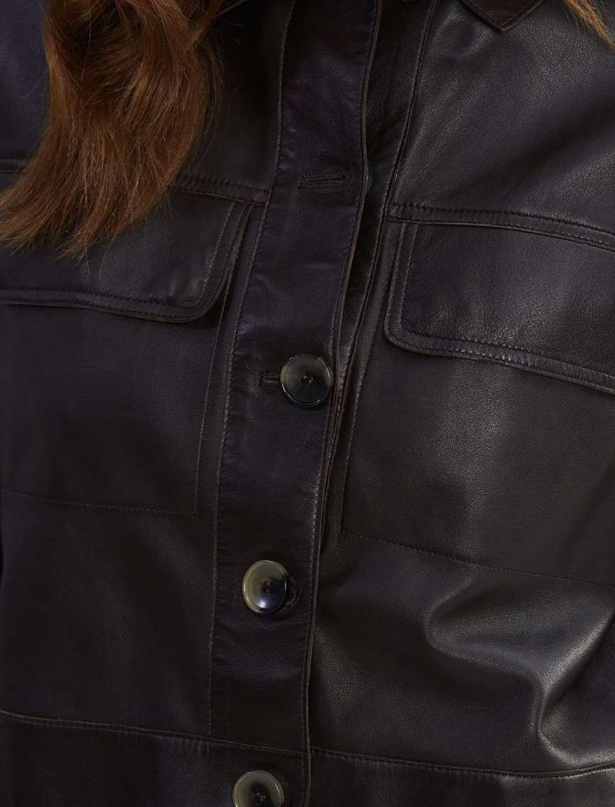 Valmenti Kadın Acı Kahve Hakiki Deri Ceket