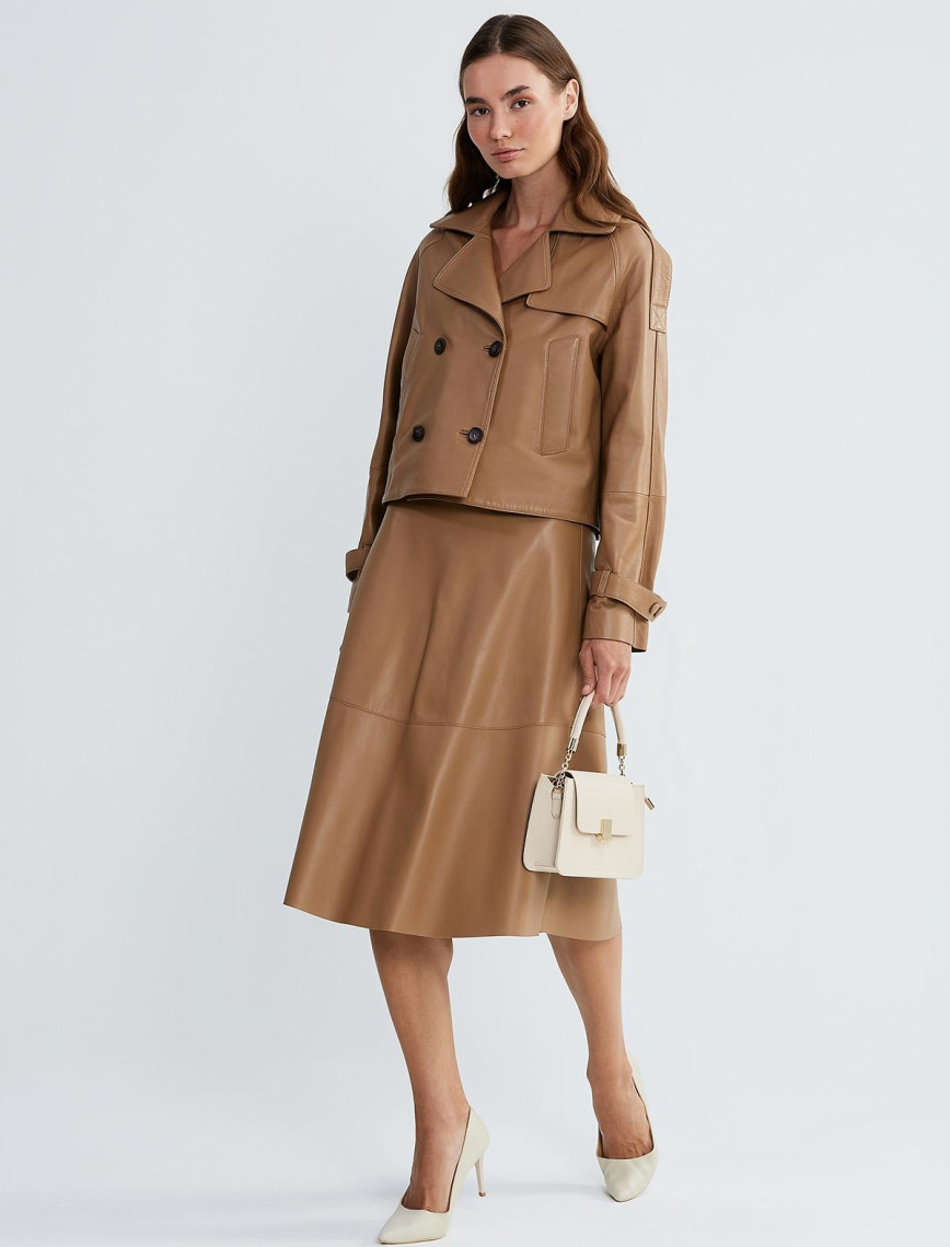 Valmenti Kadın Bej Hakiki Deri Ceket Valmenti Kadın Bej Hakiki Deri Ceket