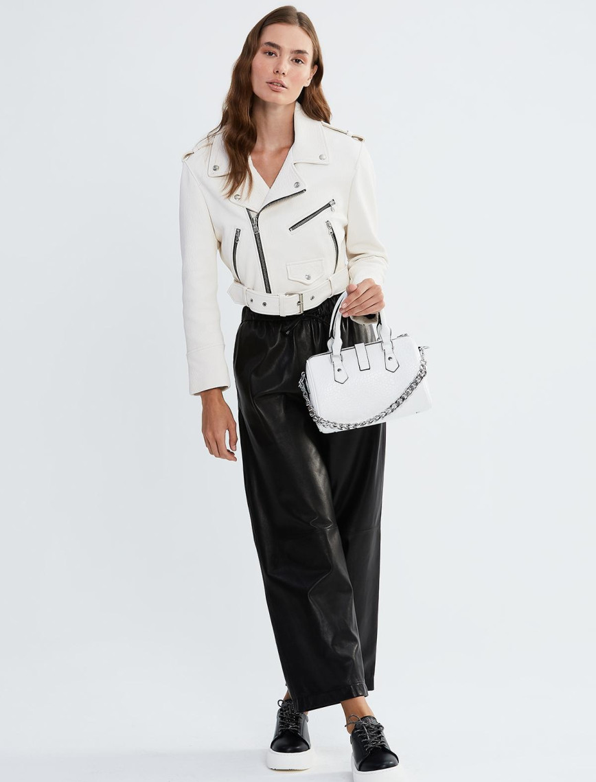 Valmenti Kadın Beyaz Hakiki Deri Deri Mont Valmenti Kadın Beyaz Hakiki Deri Deri Mont