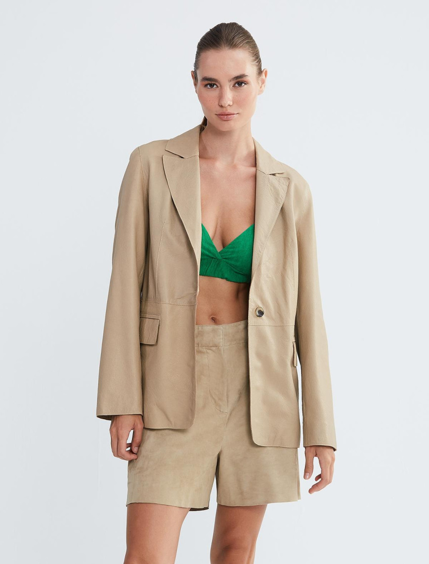 Valmenti Kadın Bej Hakiki Deri Ceket Valmenti Kadın Bej Hakiki Deri Ceket