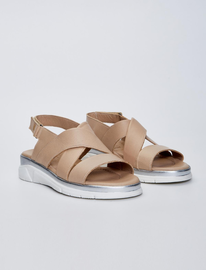 Valmenti Pauline Kadın Bej Hakiki Deri Sandalet