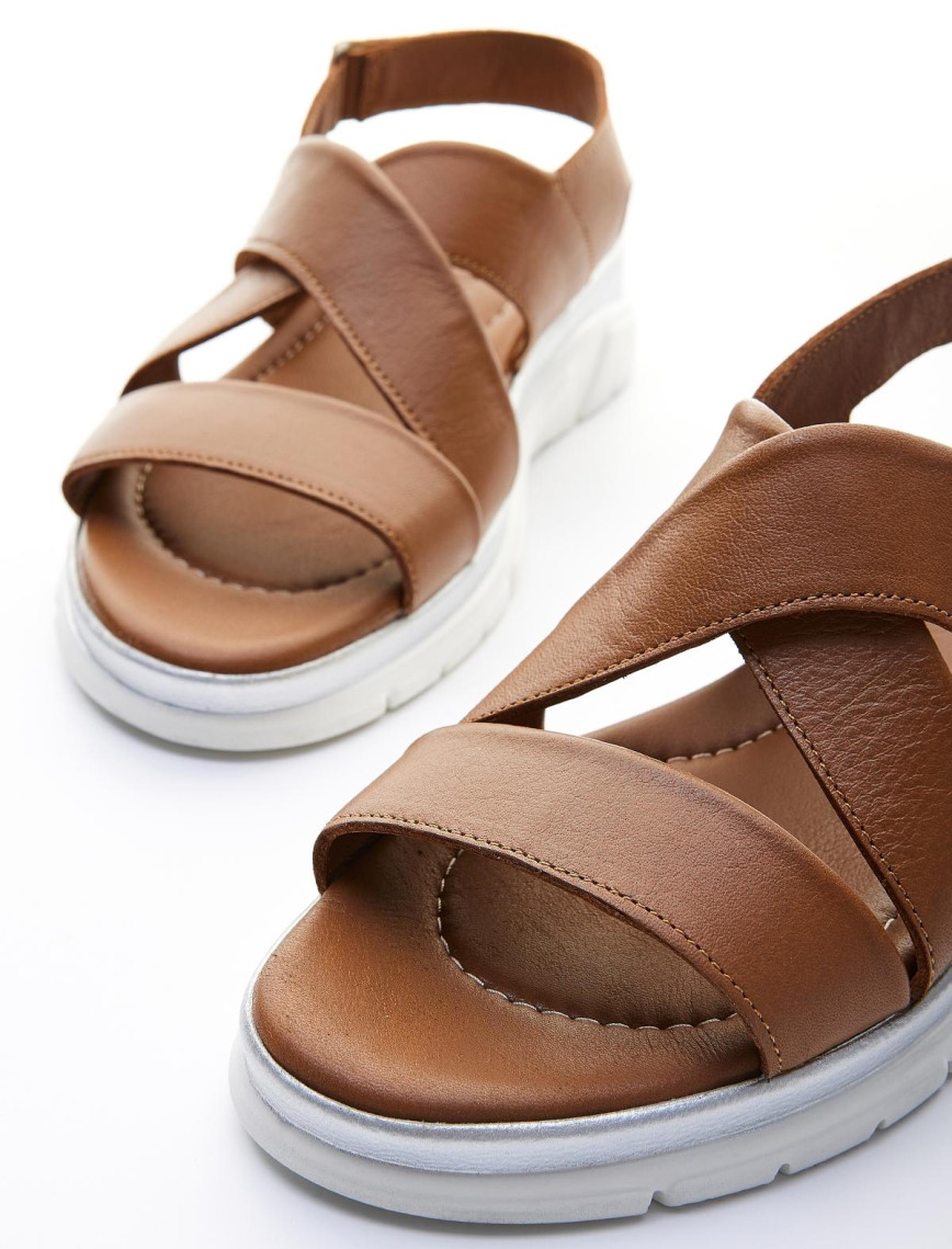 Valmenti Pauline Kadın Taba Hakiki Deri Sandalet