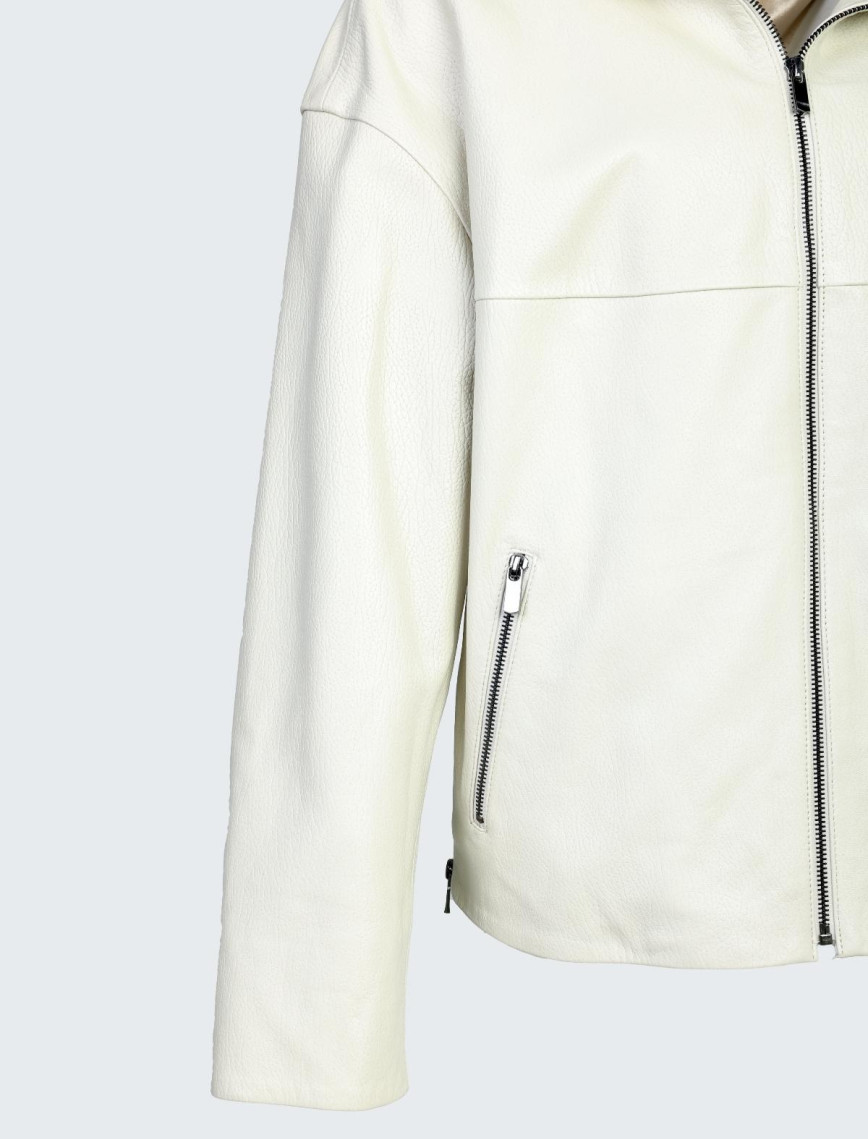 Valmenti Rosia Kadın Off white jumbo Hakiki Deri Deri Mont