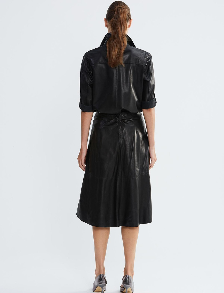 Valmenti Kadın Siyah Hakiki Deri Deri Gömlek Valmenti Kadın Siyah Hakiki Deri Deri Gömlek