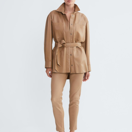 Valmenti Kadın Bej Hakiki Deri Deri Gömlek Valmenti Kadın Bej Hakiki Deri Deri Gömlek