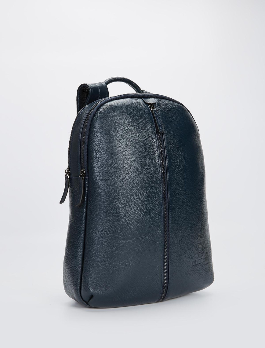 Valmenti Unisex Lacivert Hakiki Deri Sırt Çantası