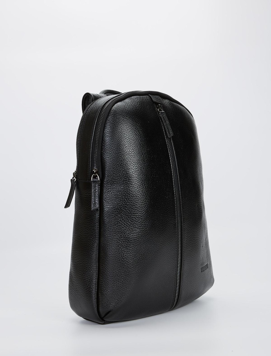 Valmenti Unisex Siyah Hakiki Deri Sırt Çantası