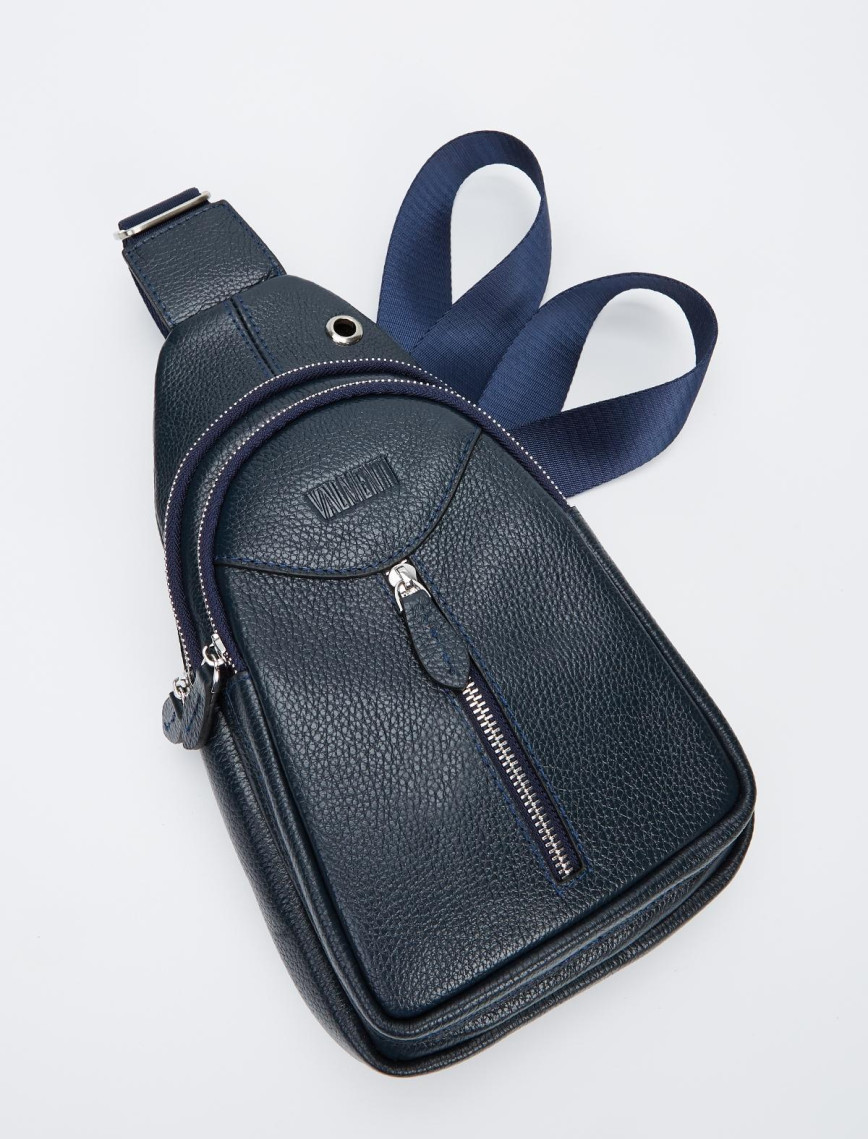 Valmenti Unisex Lacivert Hakiki Deri GÜNLÜK Çanta