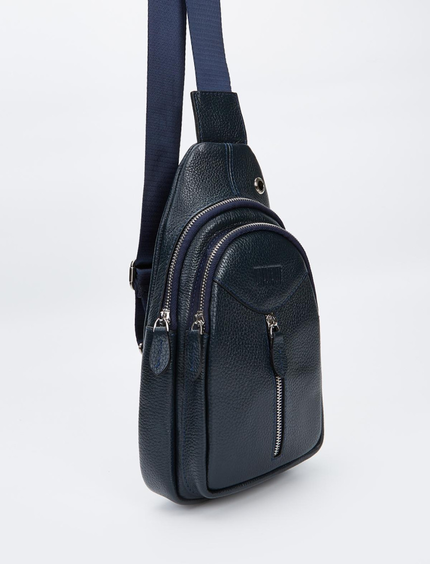 Valmenti Unisex Lacivert Hakiki Deri GÜNLÜK Çanta