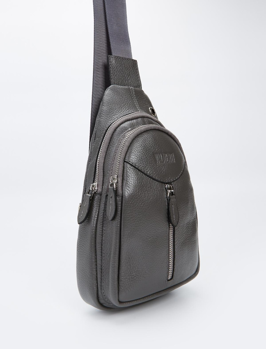 Valmenti Unisex Gri Hakiki Deri GÜNLÜK Çanta