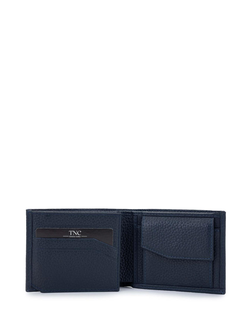 Tamer Tanca Erkek Hakiki Deri Lacivert Cüzdan Cuzdan