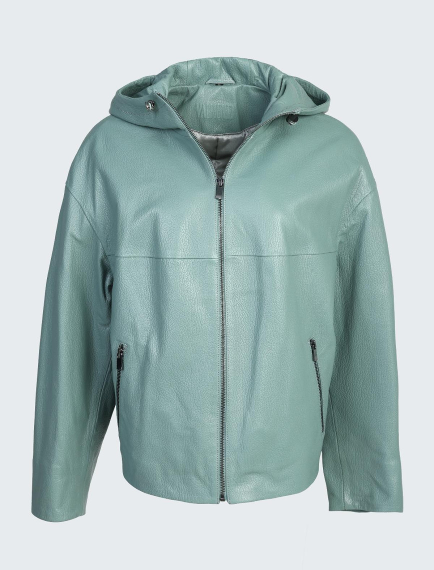 Valmenti Rosia Kadın Siyah jumbo Hakiki Deri Deri Mont