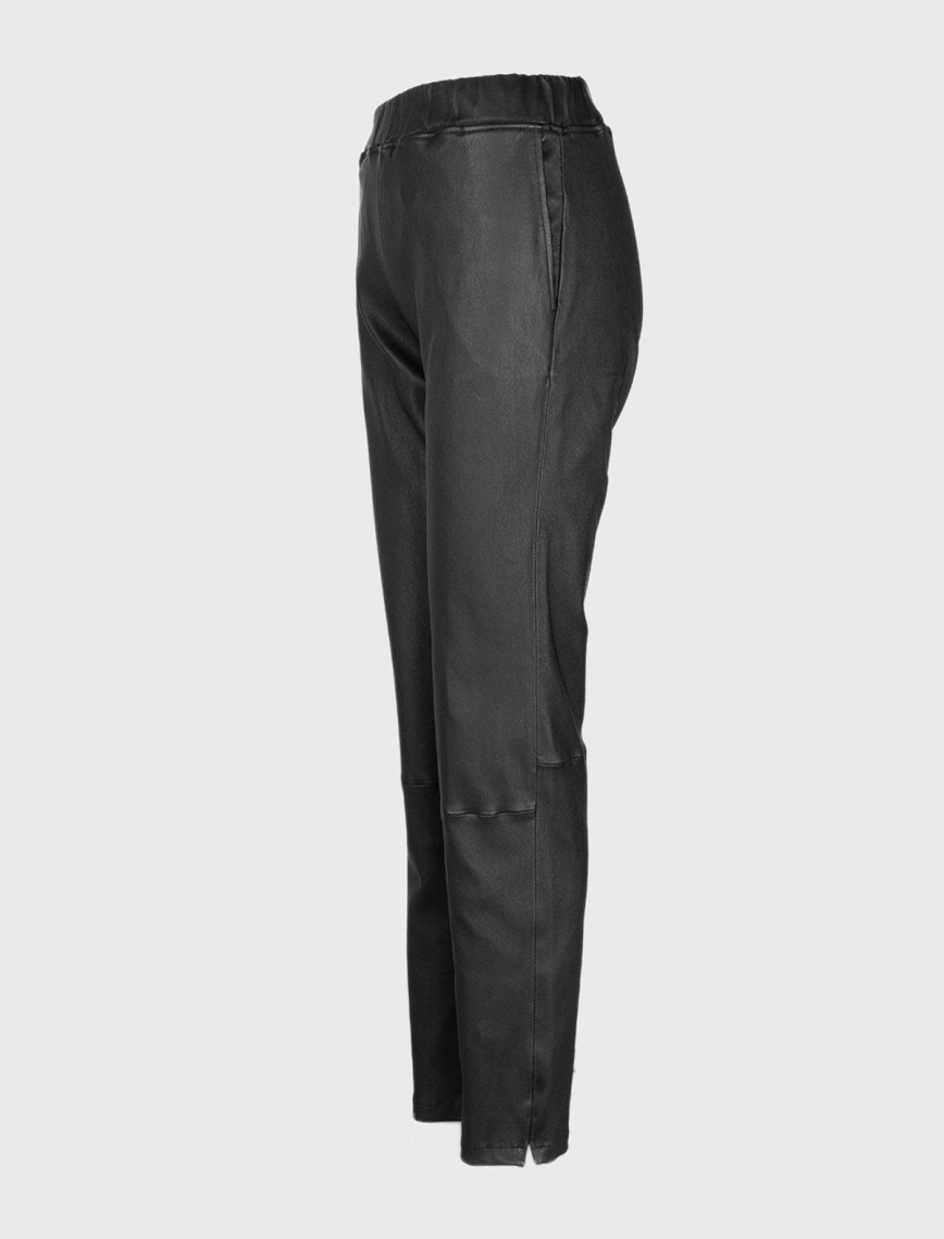 Valmenti Kadın Siyah Hakiki Deri Pantolon Deri Pantalon