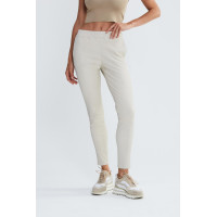 Valmenti Kadın Kırık Beyaz Hakiki Deri Pantolon Deri Pantalon