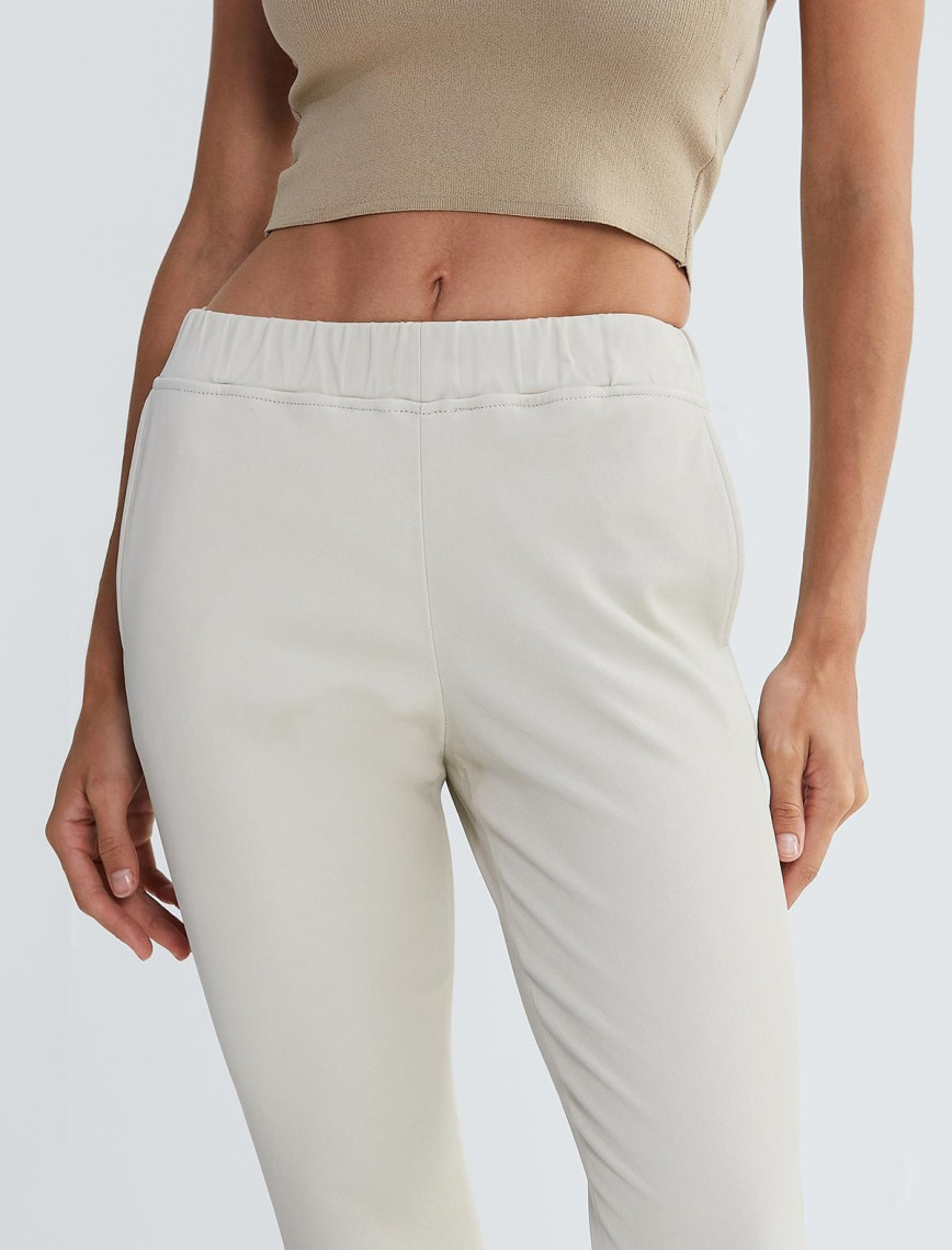 Valmenti Kadın Kırık Beyaz Hakiki Deri Pantolon Deri Pantalon