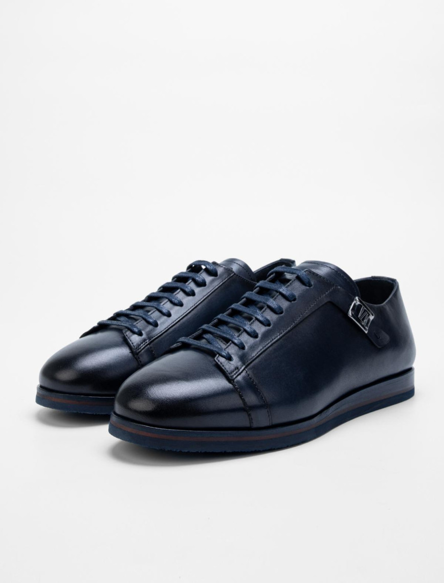 Valmenti Erkek Lacivert Hakiki Deri Casual Ayakkabı Valmenti Erkek Lacivert Hakiki Deri Casual Ayakkabı