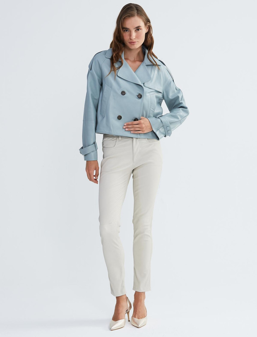 Valmenti Kadın Gümüş Metalik Hakiki Deri Ceket Valmenti Kadın Gümüş Metalik Hakiki Deri Ceket