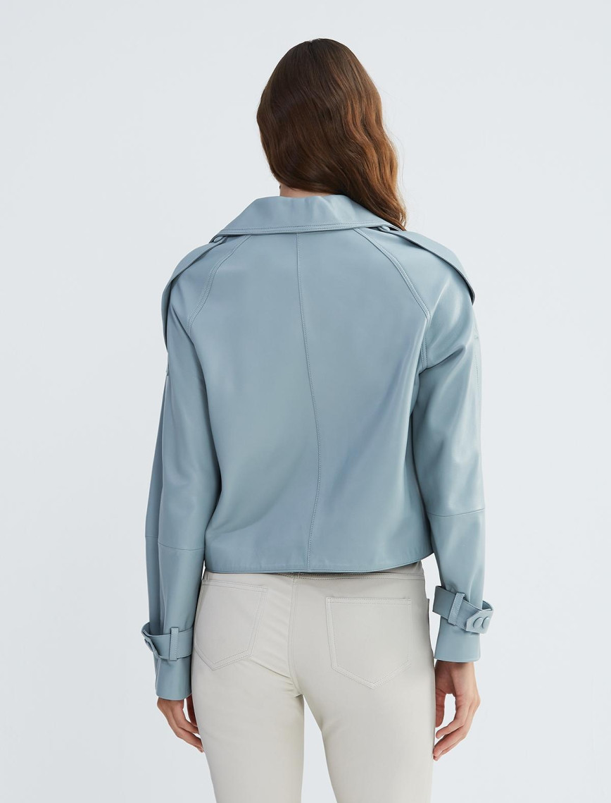 Valmenti Kadın Gümüş Metalik Hakiki Deri Ceket Valmenti Kadın Gümüş Metalik Hakiki Deri Ceket