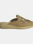 Limited Edition Bej Kadın Çiçek Nakışlı Süet Espadril Terlik
