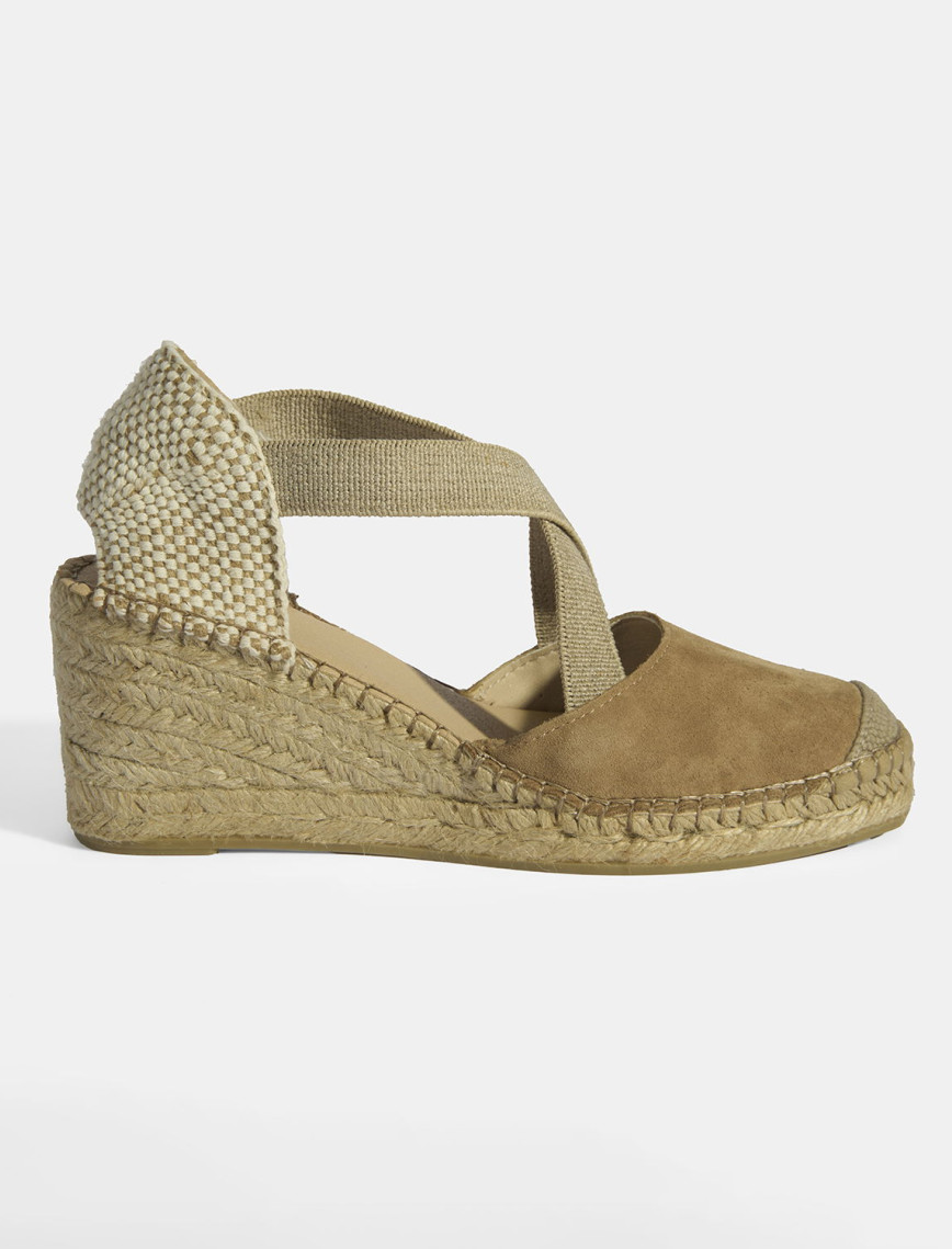Bej Kadın Lastik Bantlı Dolgu Topuklu Süet Espadril Bej Kadın Lastik Bantlı Dolgu Topuklu Süet Espadril