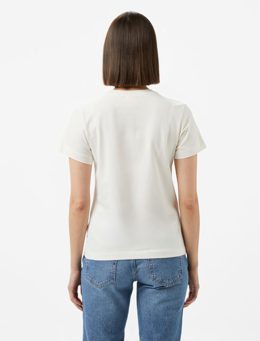 Guess Julia Rhinestone Mid Organicetch 180 Kadın Krem T-Shirt Guess Julia Rhinestone Mid Organicetch 180 Kadın Krem T-Shirt